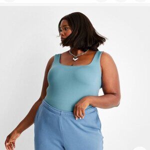 777 WOMENS TEAL SEAMLESS TANK BODYSUIT BY A NEW DAY